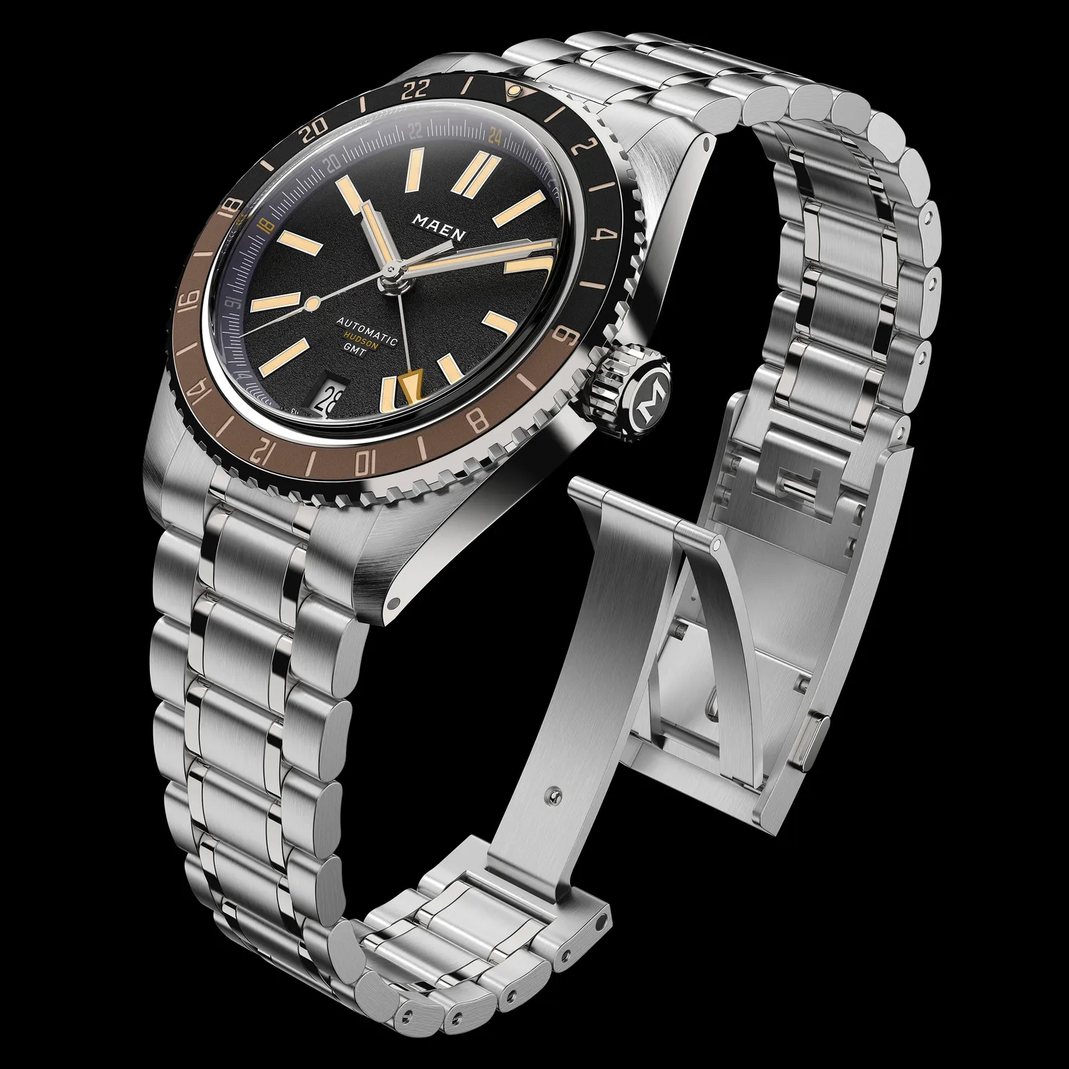 Maen Hudson 38 GMT MKII M1.3.3 horloge staal