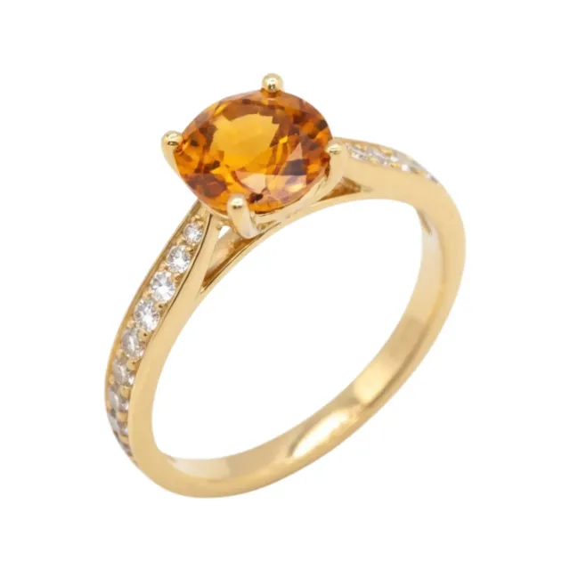 Juwelier Ripassa geel gouden ring citrien diamanten