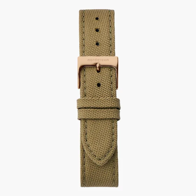 Nordgreen horlogeband armygroen Cordura 40/42mm roségoud
