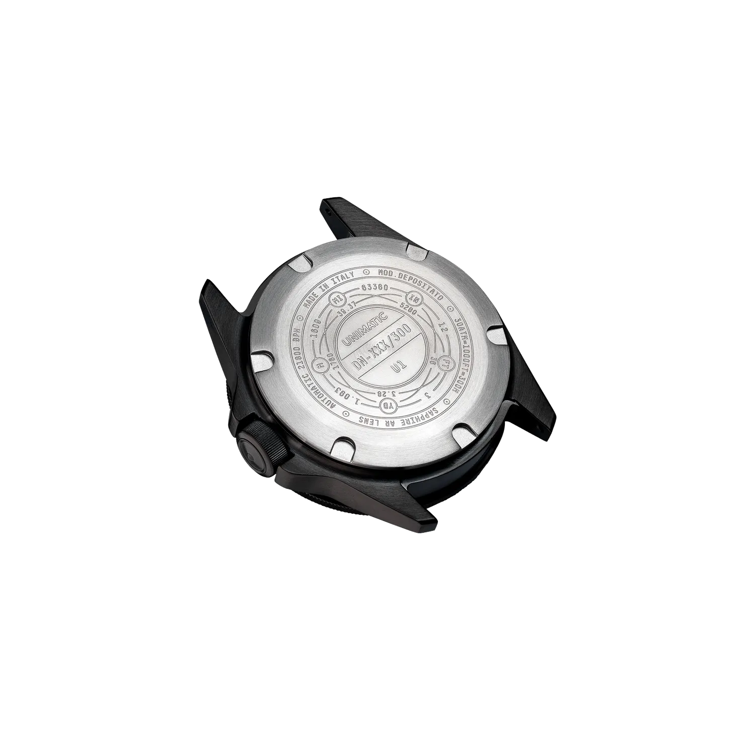 Unimatic Modello Uno U1-DN duikhorloge zwart DLC datum