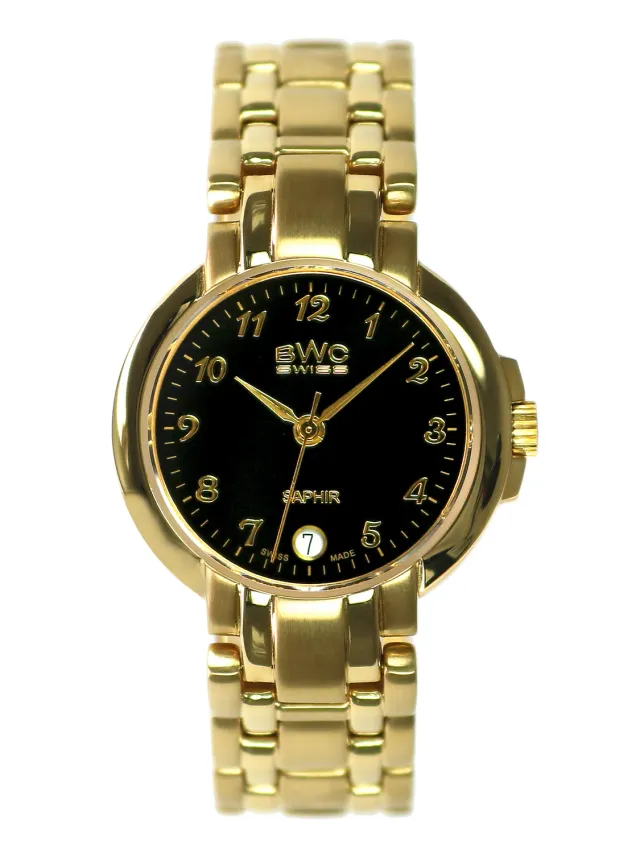 BWC-Swiss 20773.51.06 dameshorloge goud saffier