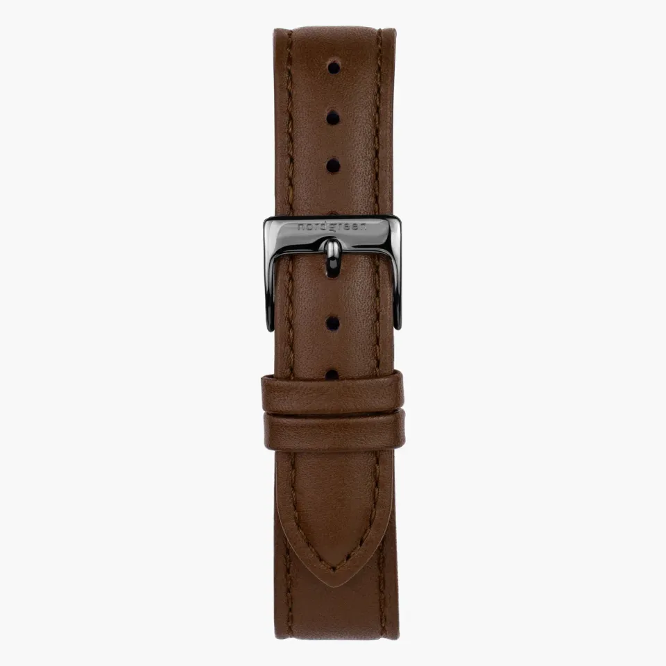 Nordgreen Brown Leather horlogebandje 36mm bruin leer