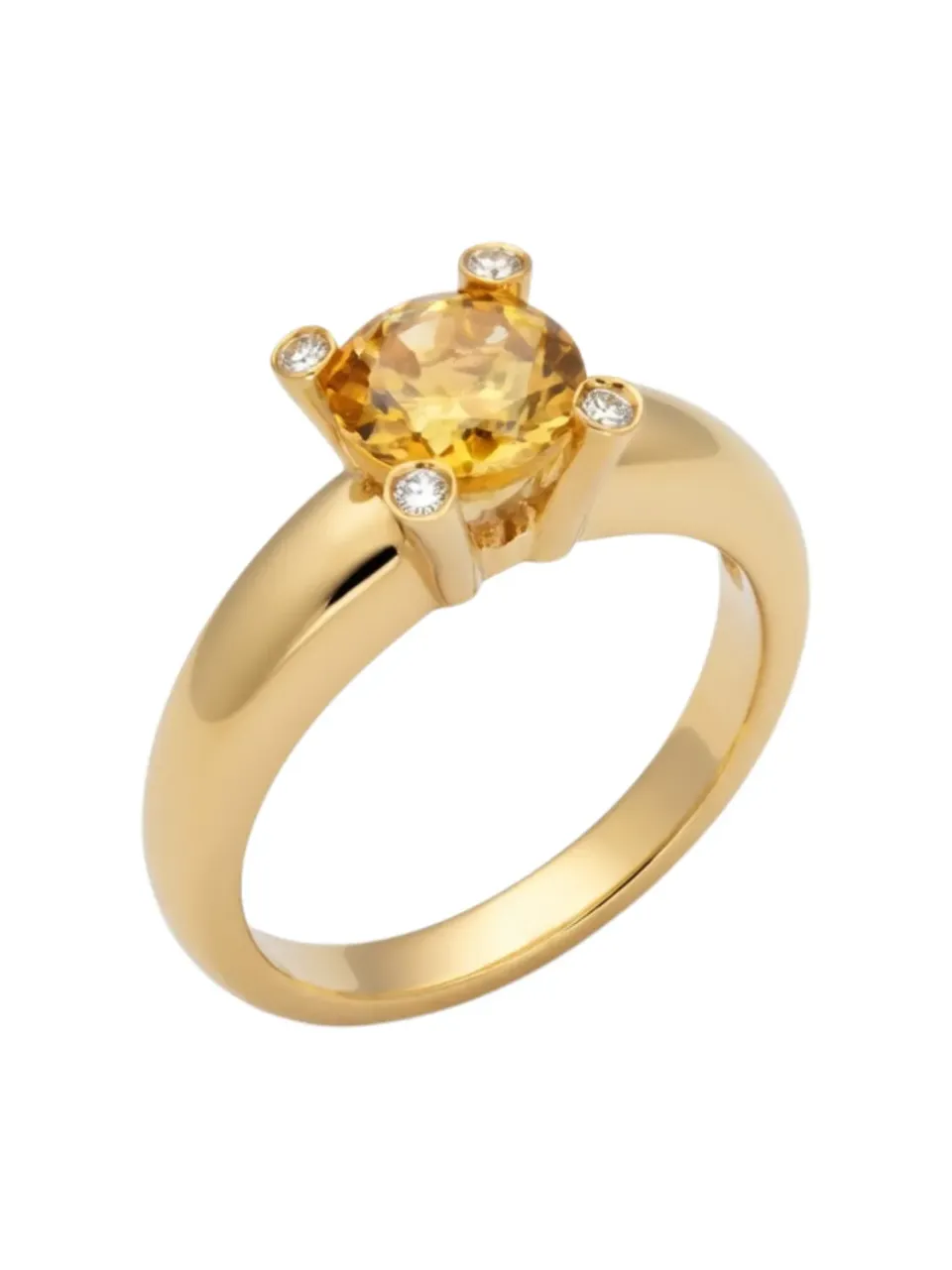 Juwelier Ripassa geel gouden ring citrin diamanten