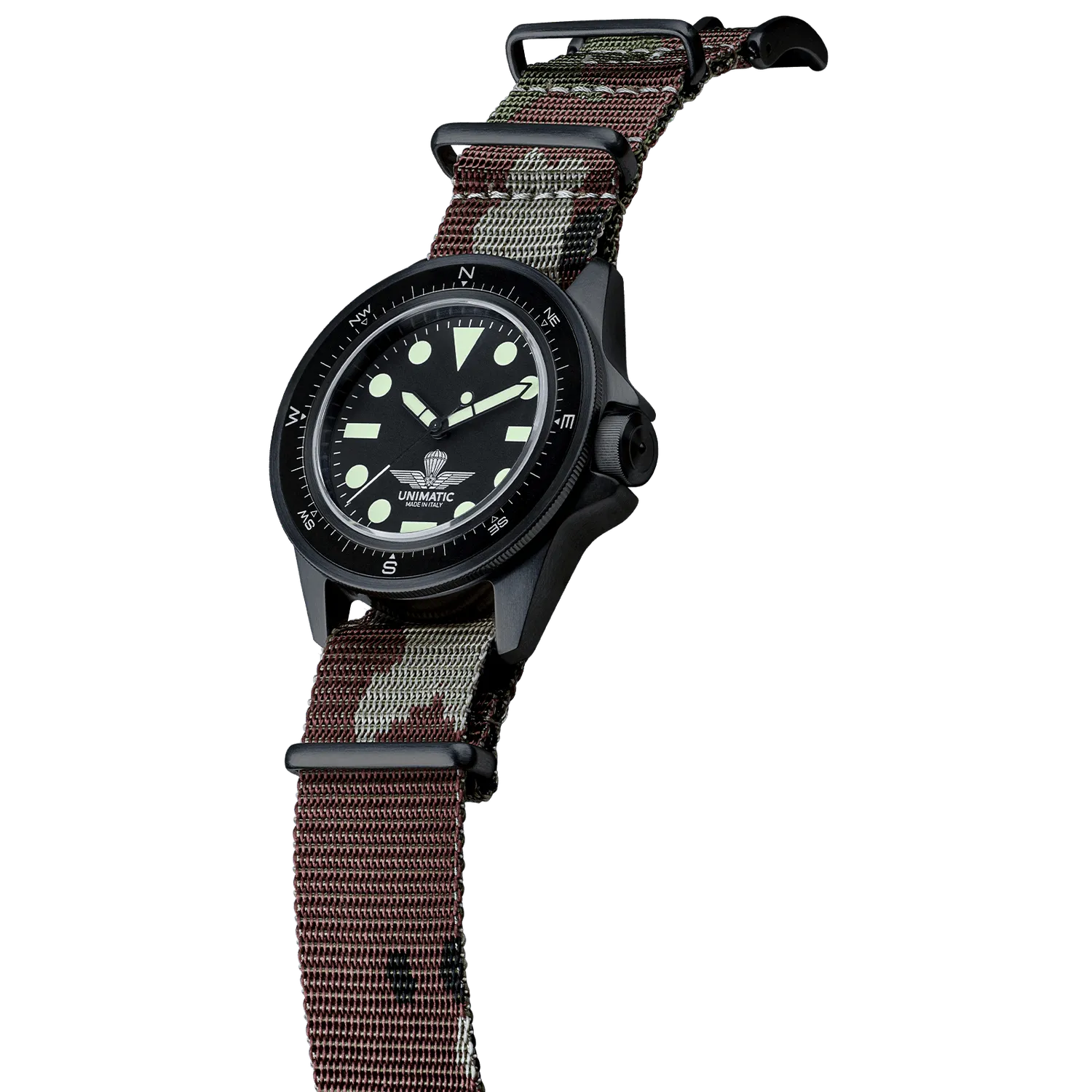 Unimatic Modello Uno U1-PAN duikhorloge DLC zwart camo