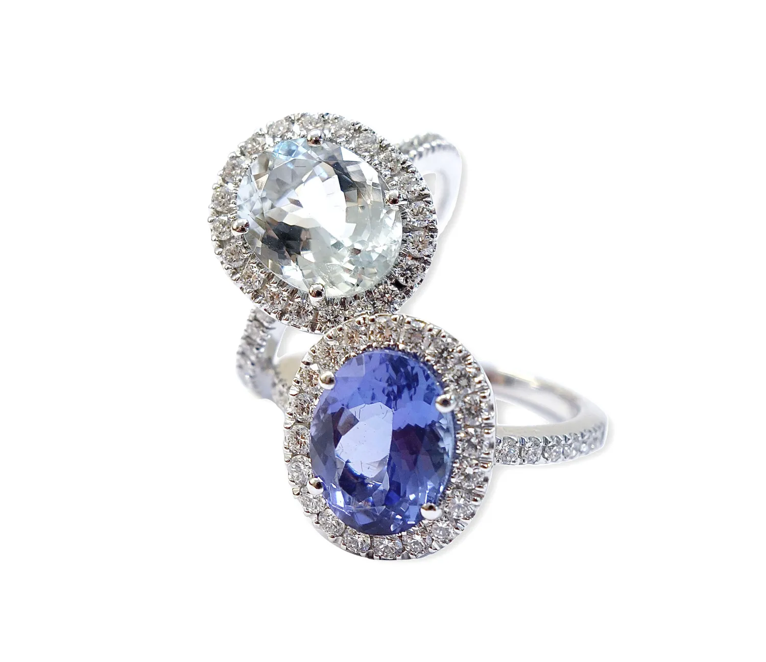 Juwelier Ripassa wit gouden ring aquamarijn diamanten