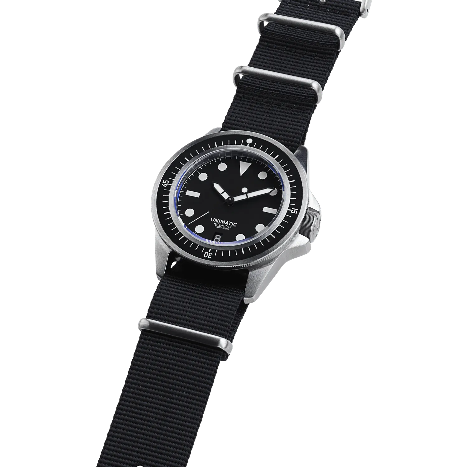 Unimatic Modello Uno U1-FD duikhorloge zwart datum