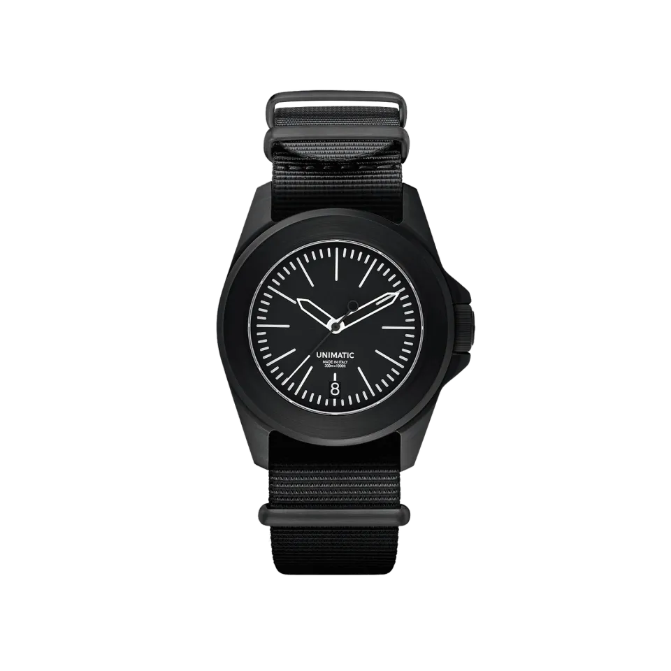 Unimatic Modello Quattro U4-BLB horloge zwart 300m