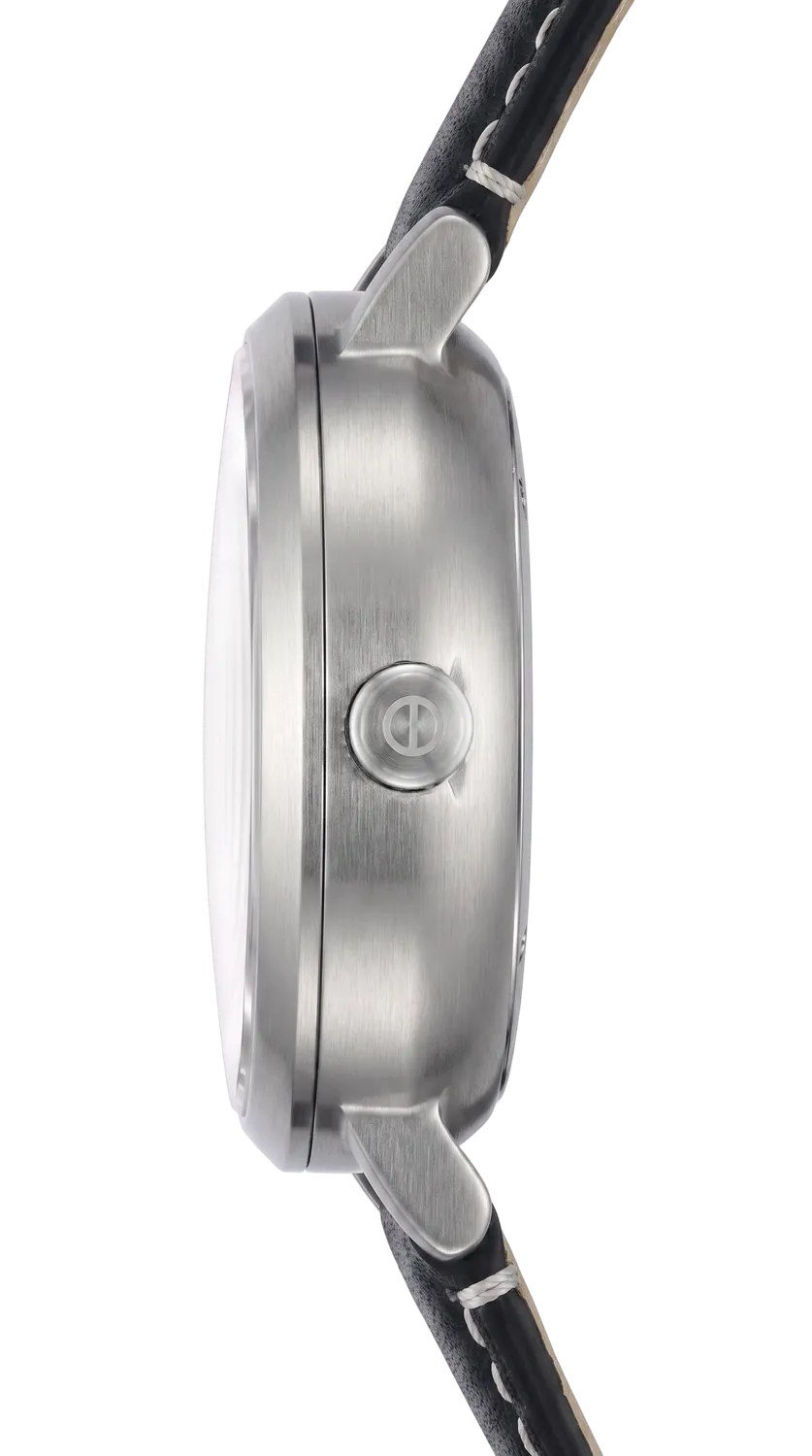Jacob Jensen Aekvator 2007 horloge zilver zwart leer