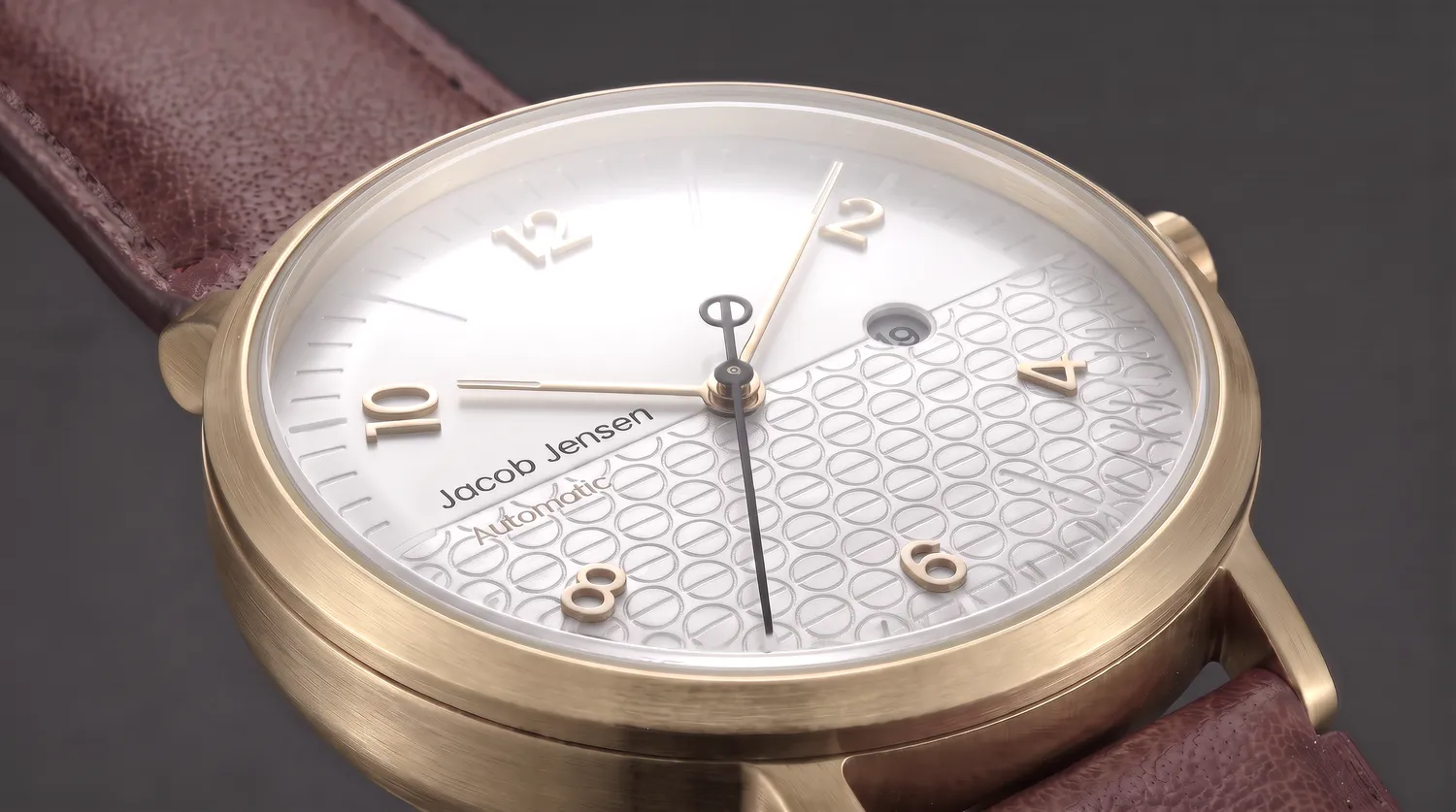 Jacob Jensen Aekvator 2008 horloge goud leer