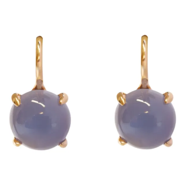 Juwelier Ripassa rosé gouden oorhangers chalcedoon lichtblauw
