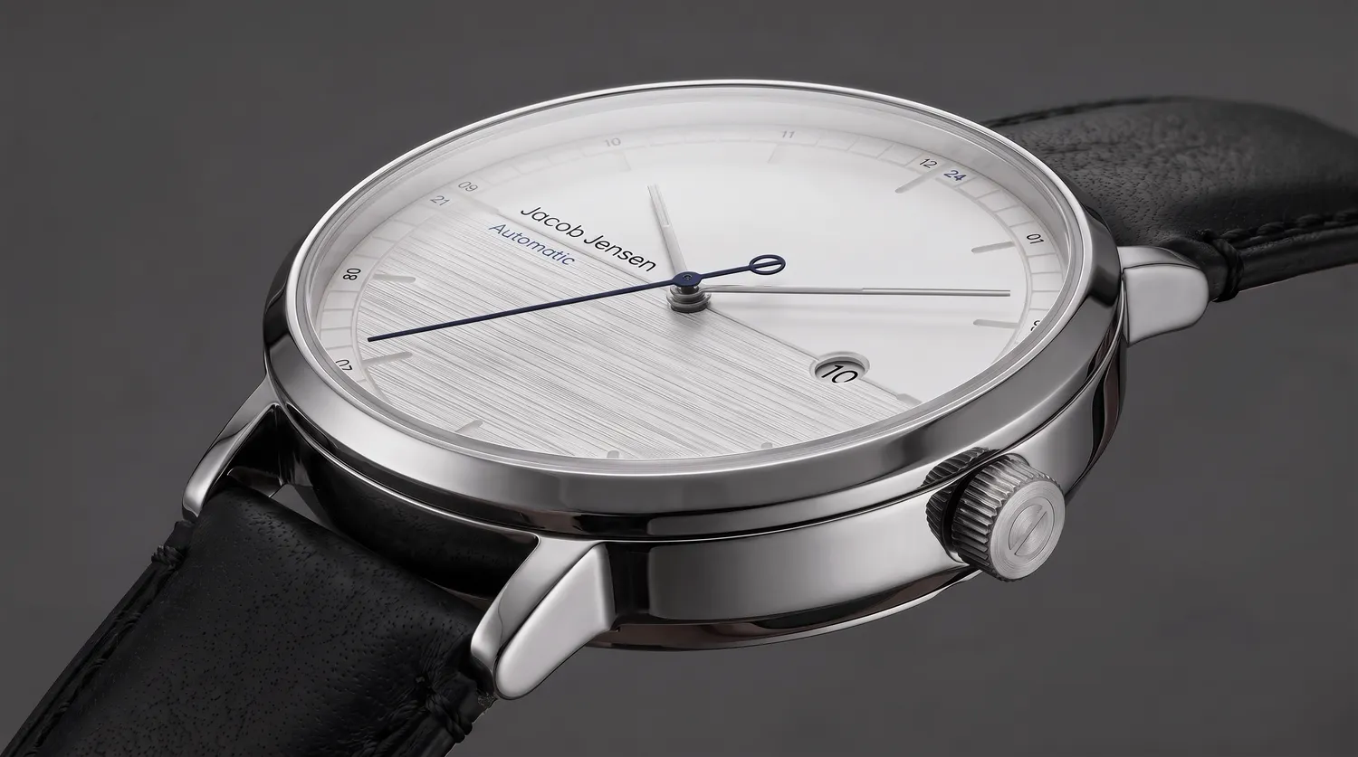 Jacob Jensen Aekvator 1008 horloge zilver blauw leer