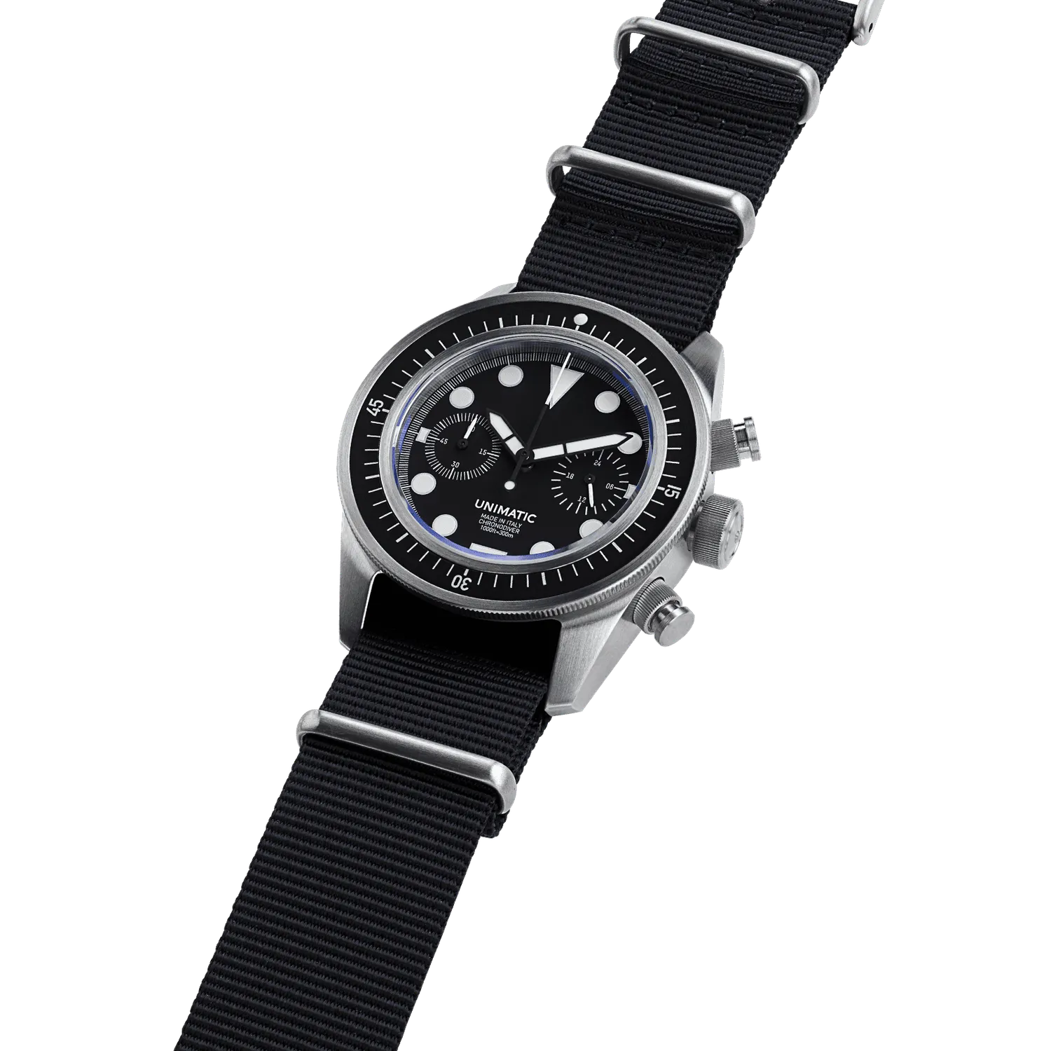 Unimatic Modello Tre U3-F chrono zwart 300m