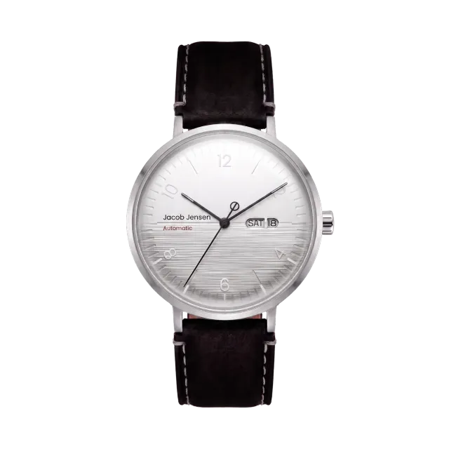 Jacob Jensen Aekvator 2007 horloge zilver zwart leer