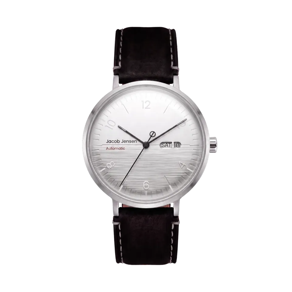 Jacob Jensen Aekvator 2007 horloge zilver zwart leer