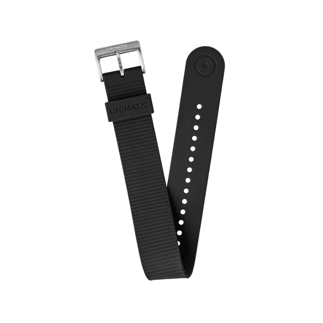 Unimatic NATO TPU horlogeband 22mm zwart rubber