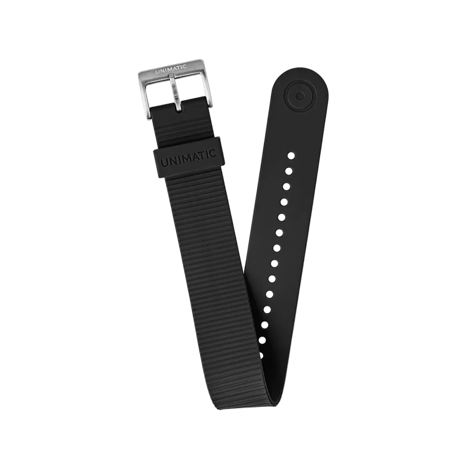 Unimatic NATO TPU horlogeband 22mm zwart rubber