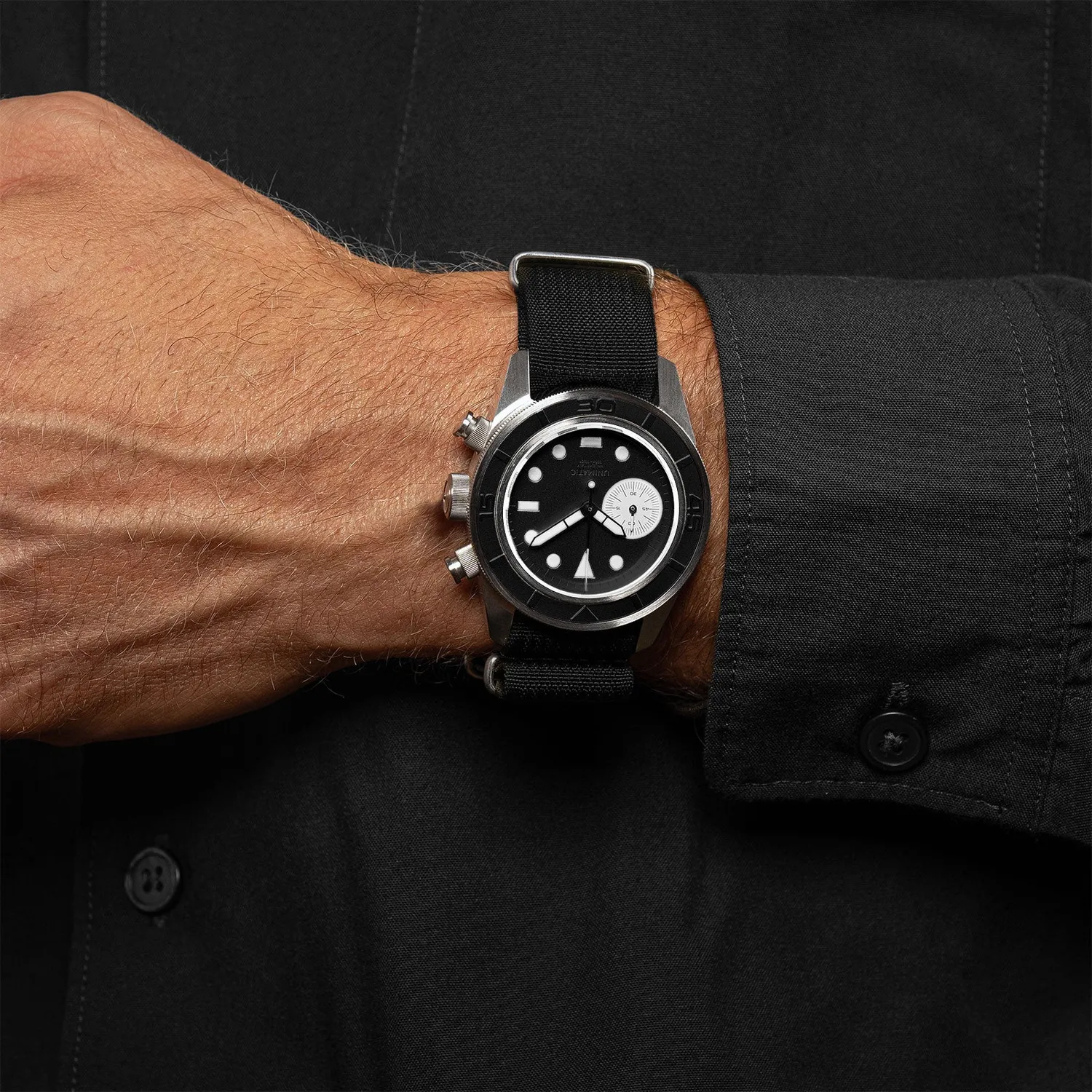 Unimatic Modello Tre U3-AEB chronograaf zwart 300m