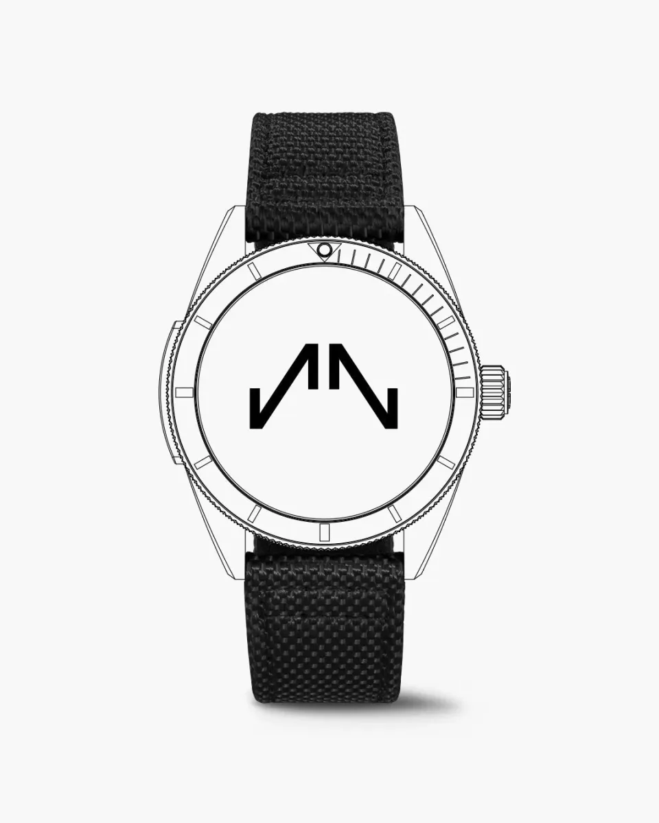 Norqain Black Nordura Fabric horlogeband zwart 22mm