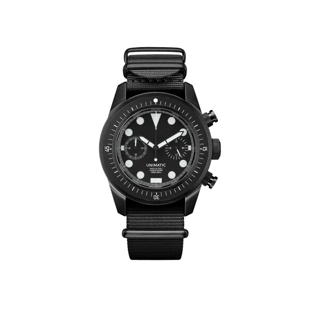 Unimatic Modello Tre U3-FN chrono-duikhorloge zwart 300m