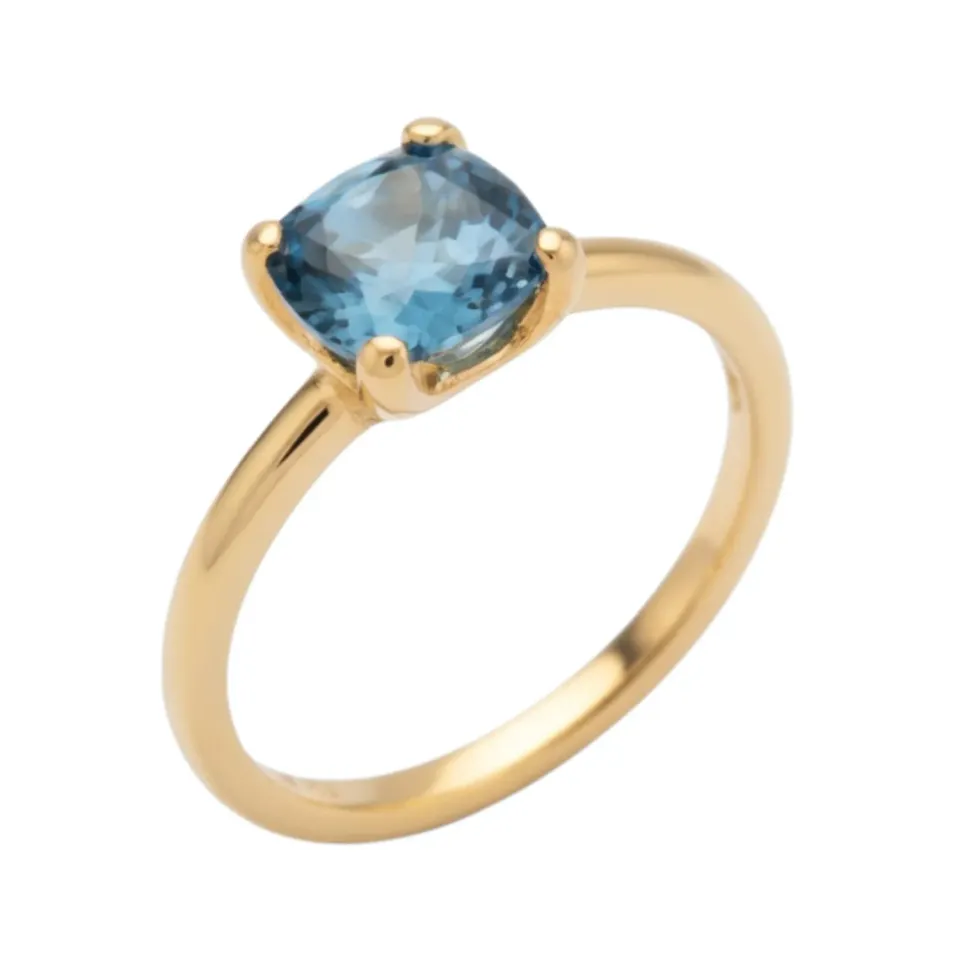 Juwelier Ripassa ring geelgoud London blue topaas
