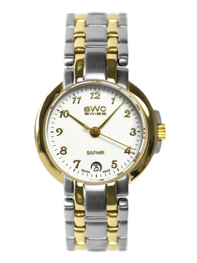 BWC-Swiss 20773.52.03 dameshorloge bicolor wit saffier