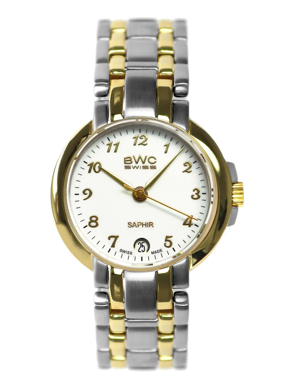 BWC-Swiss 20773.52.03 dameshorloge bicolor wit saffier