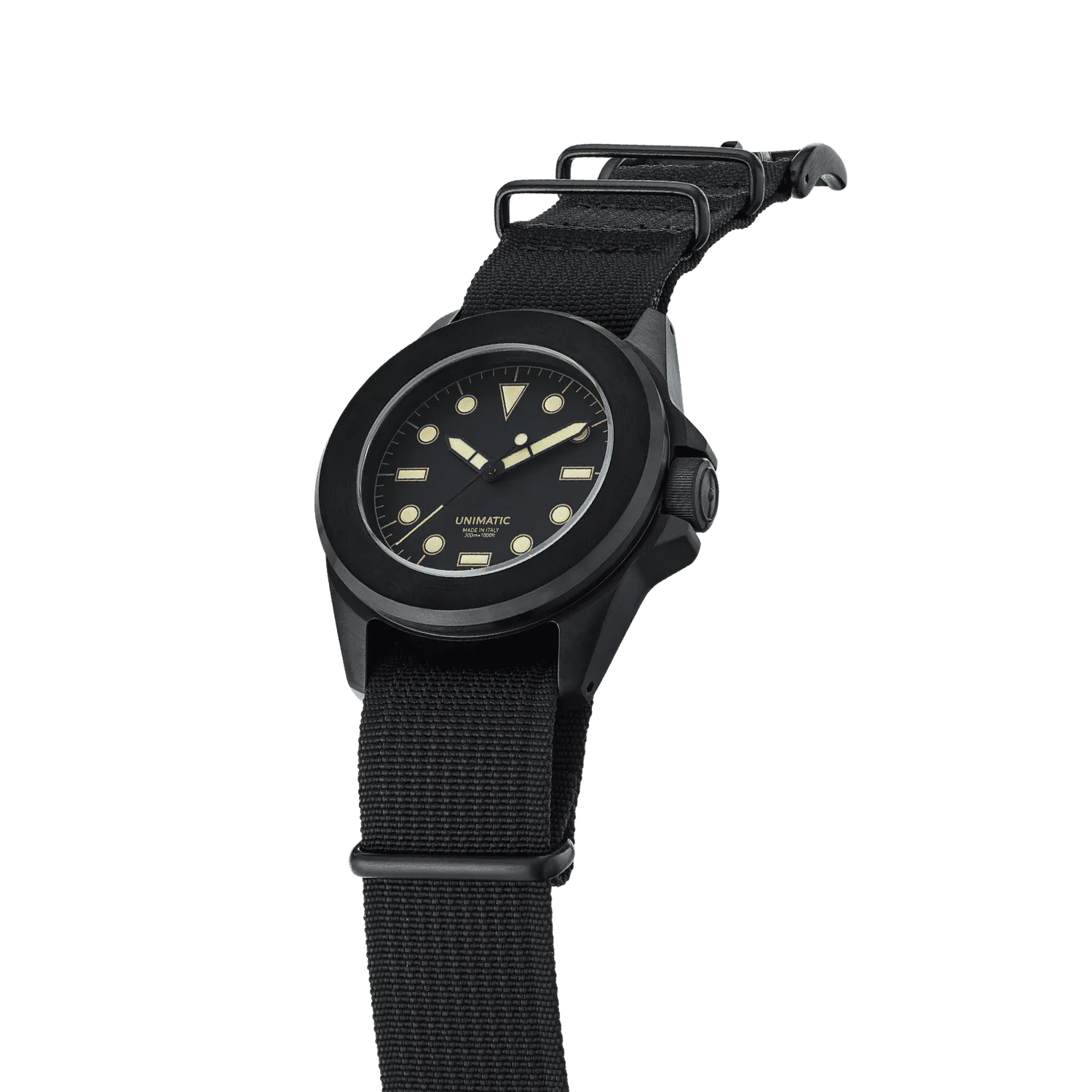 Unimatic Modello Quattro U4S-8BB horloge zwart slim 300M