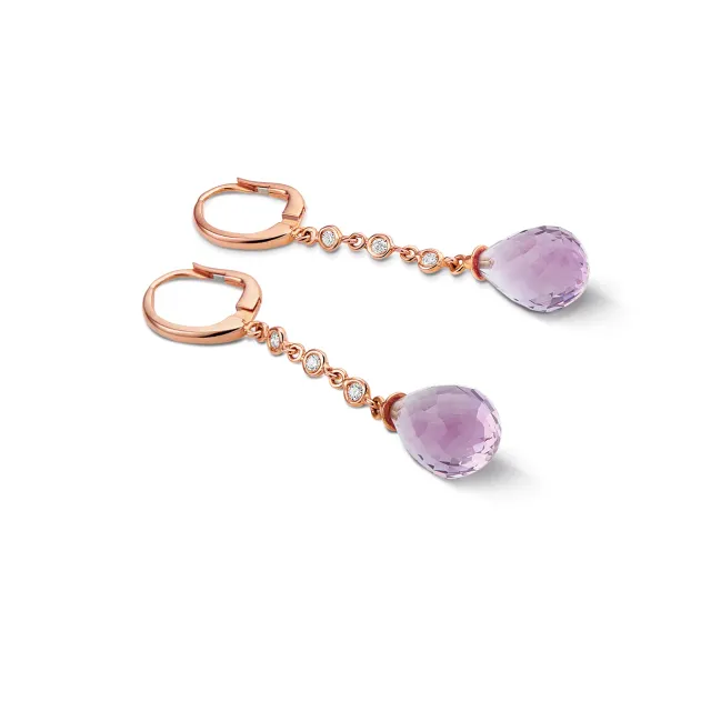 Juwelier Ripassa rosé gouden oorhangers amethist diamant