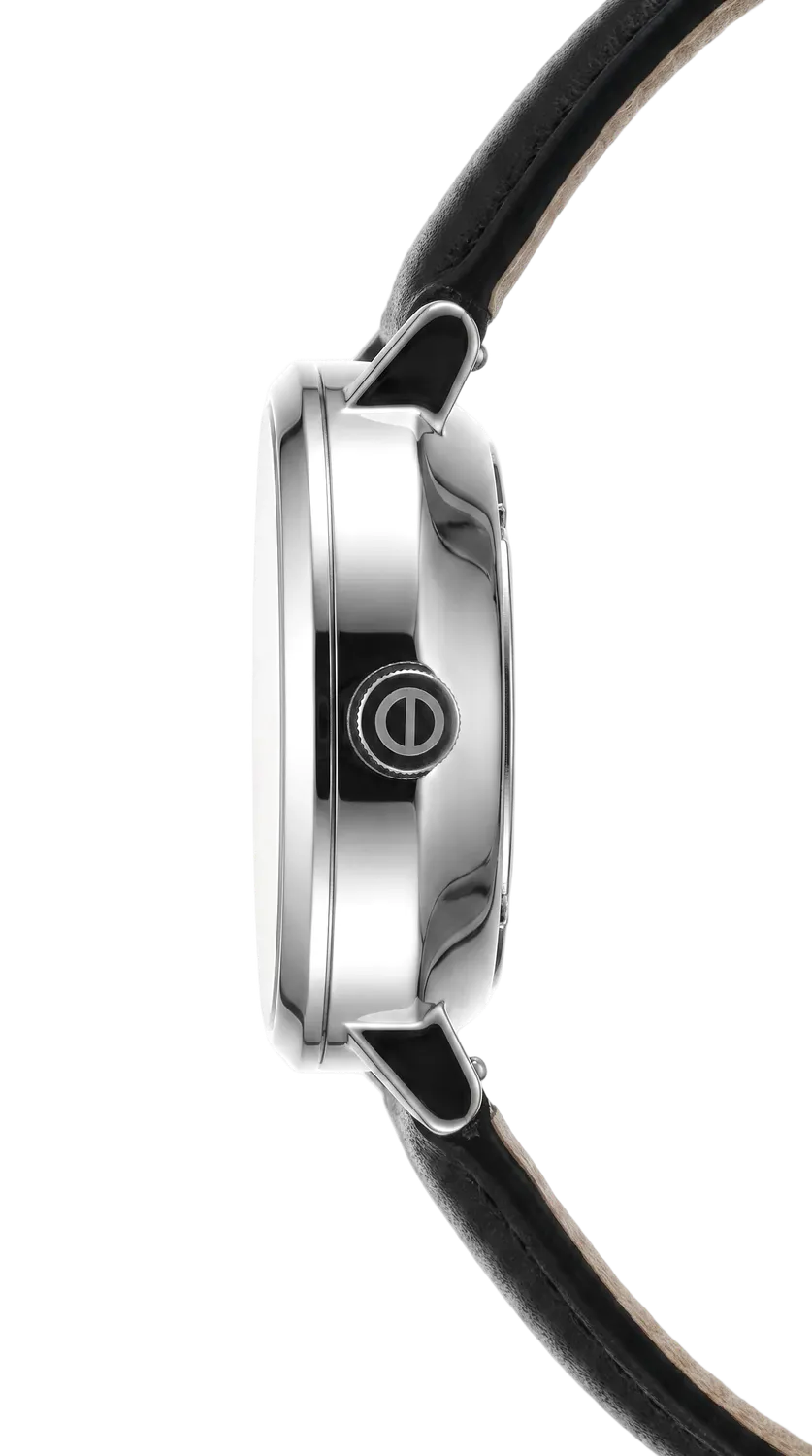 Jacob Jensen Aekvator 1001 horloge zilver mat zwart leer