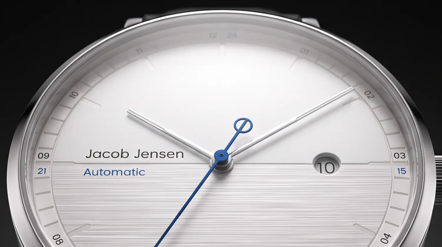 Jacob Jensen Aekvator 1008 horloge zilver blauw leer
