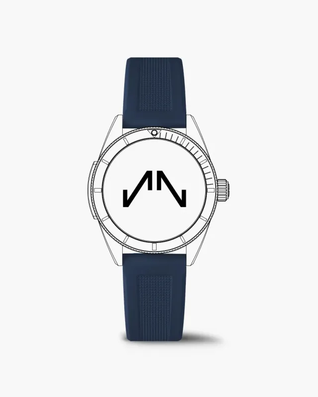 Norqain Adventure Sport 37mm horlogeband blauw rubber 18mm