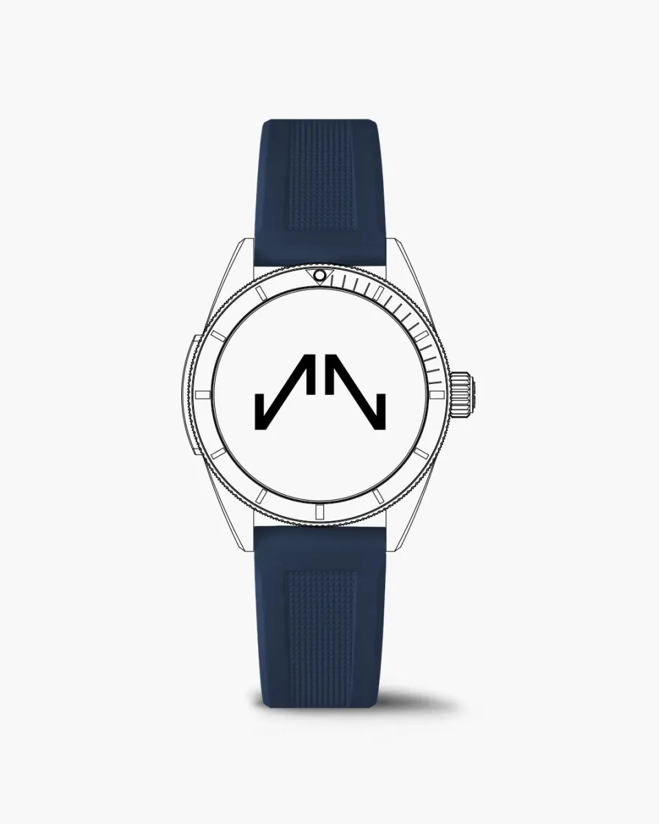 Norqain Adventure Sport 37mm horlogeband blauw rubber 18mm