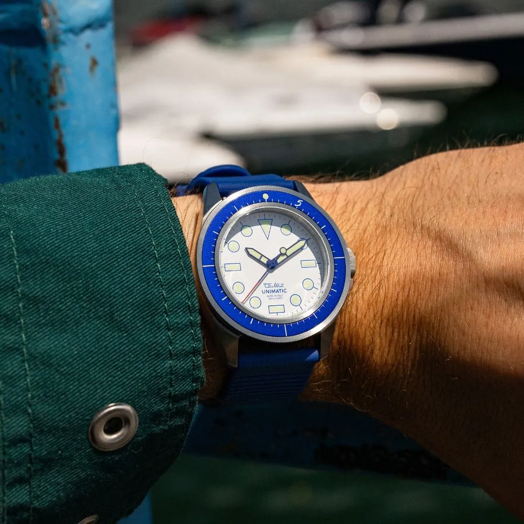 Unimatic Modello Uno U1-TAB horloge wit-blauw 300M