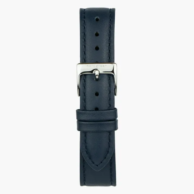Nordgreen Navy Leather XL horlogeband zilver 36mm leer