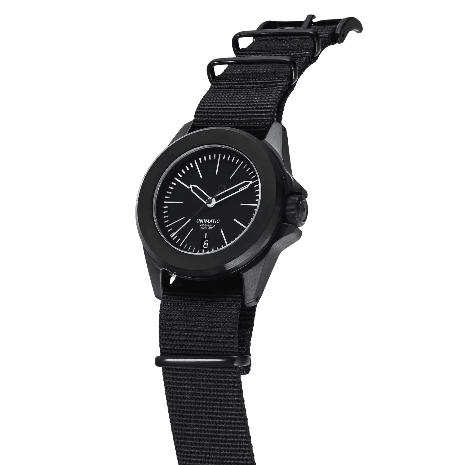 Unimatic Modello Quattro U4-BLB horloge zwart 300m