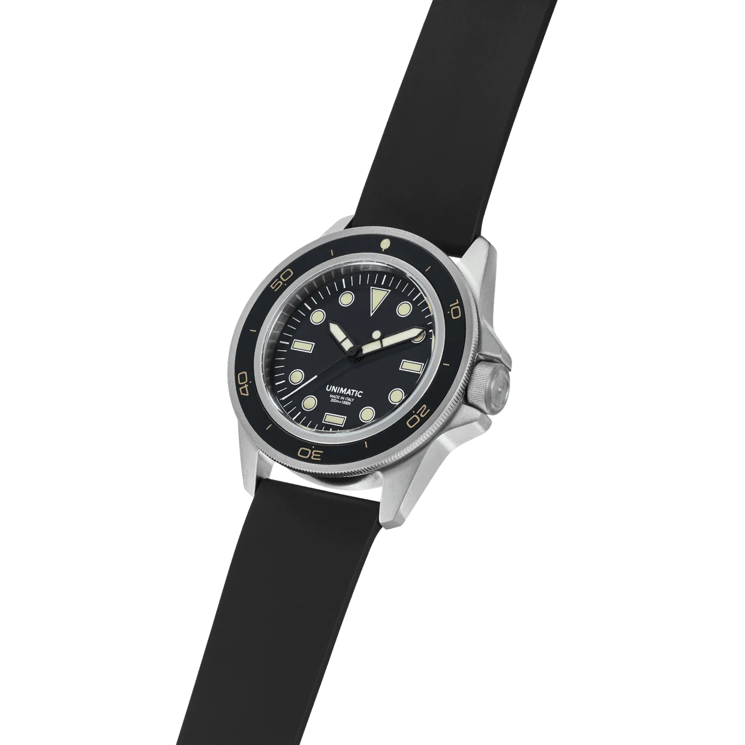 Unimatic Modello Uno U1-DHB duikhorloge zwart heritage