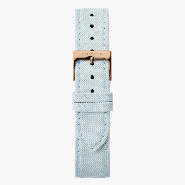 Nordgreen Cordura Lichtblauw horlogeband roségoud 36mm nylon