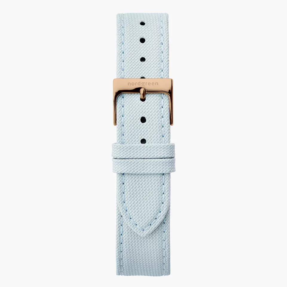 Nordgreen Cordura Lichtblauw horlogeband roségoud 36mm nylon