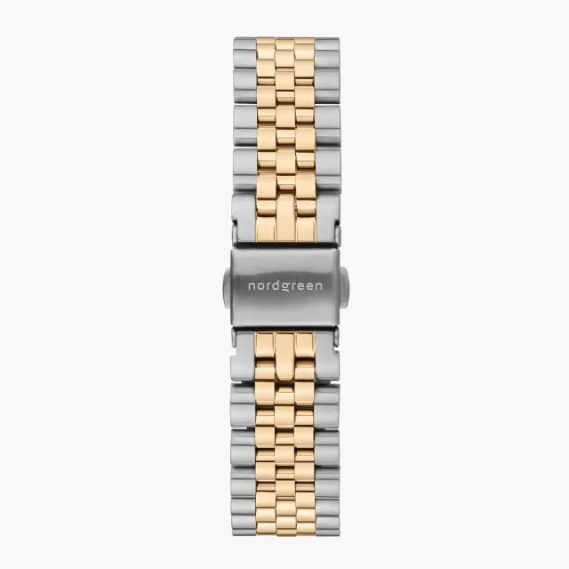 Nordgreen 5-Link zilver-goud horlogebandje 36mm staal