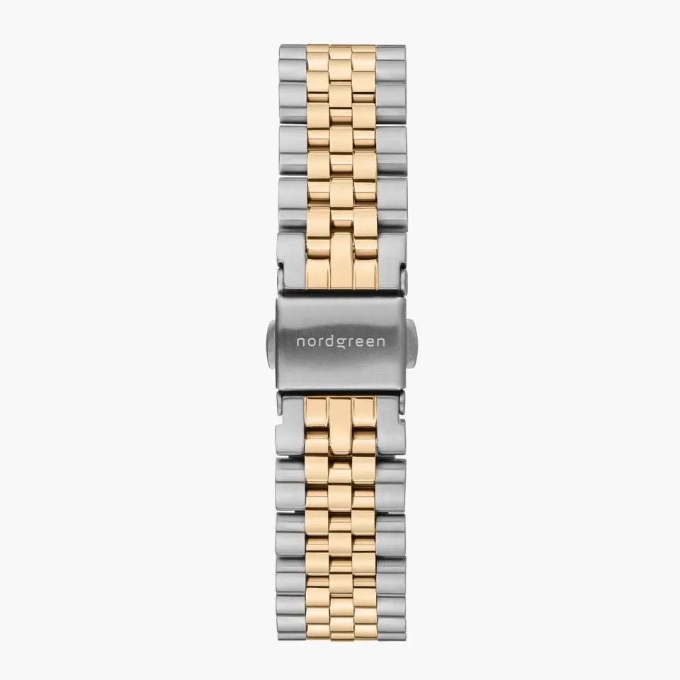 Nordgreen 5-Link zilver-goud horlogebandje 36mm staal