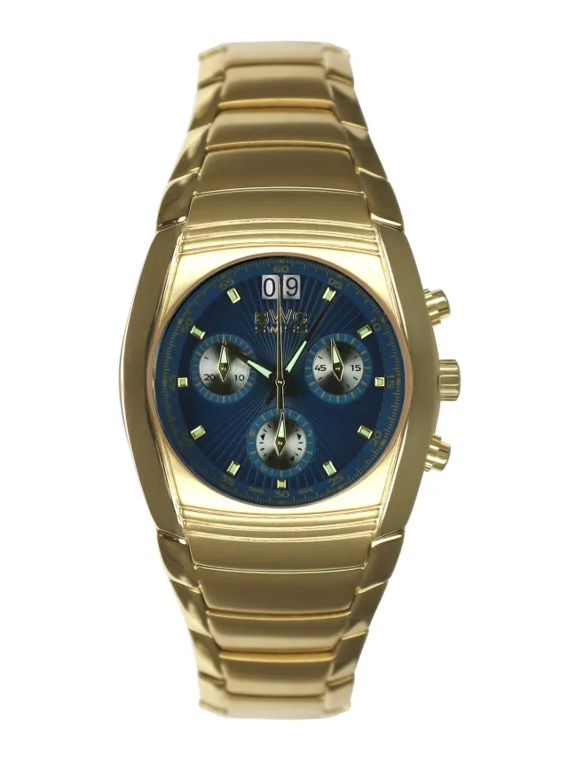 BWC-Swiss 20787.51.07 chronograaf horloge blauw goud 38 mm
