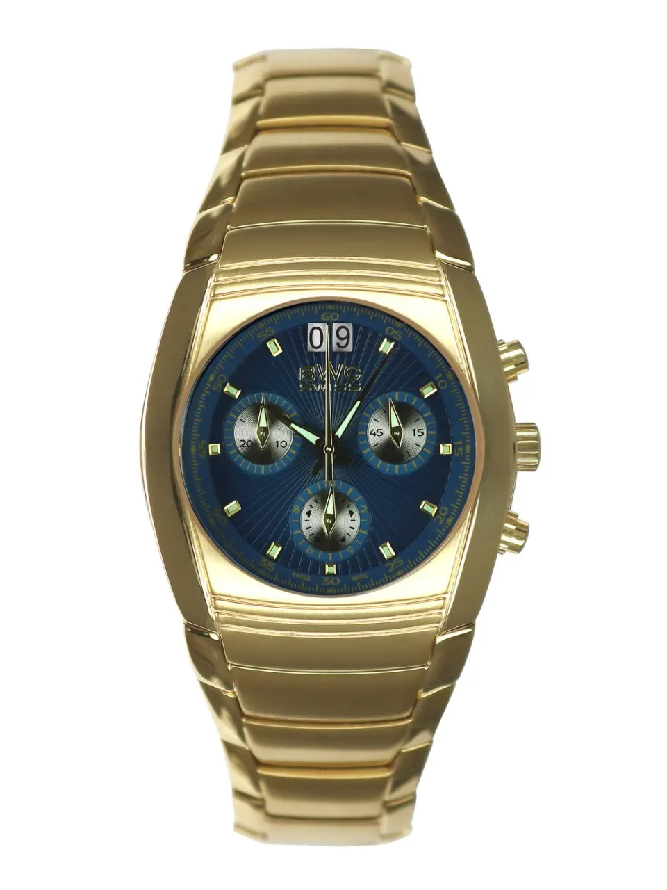BWC-Swiss 20787.51.07 chronograaf horloge blauw goud 38 mm