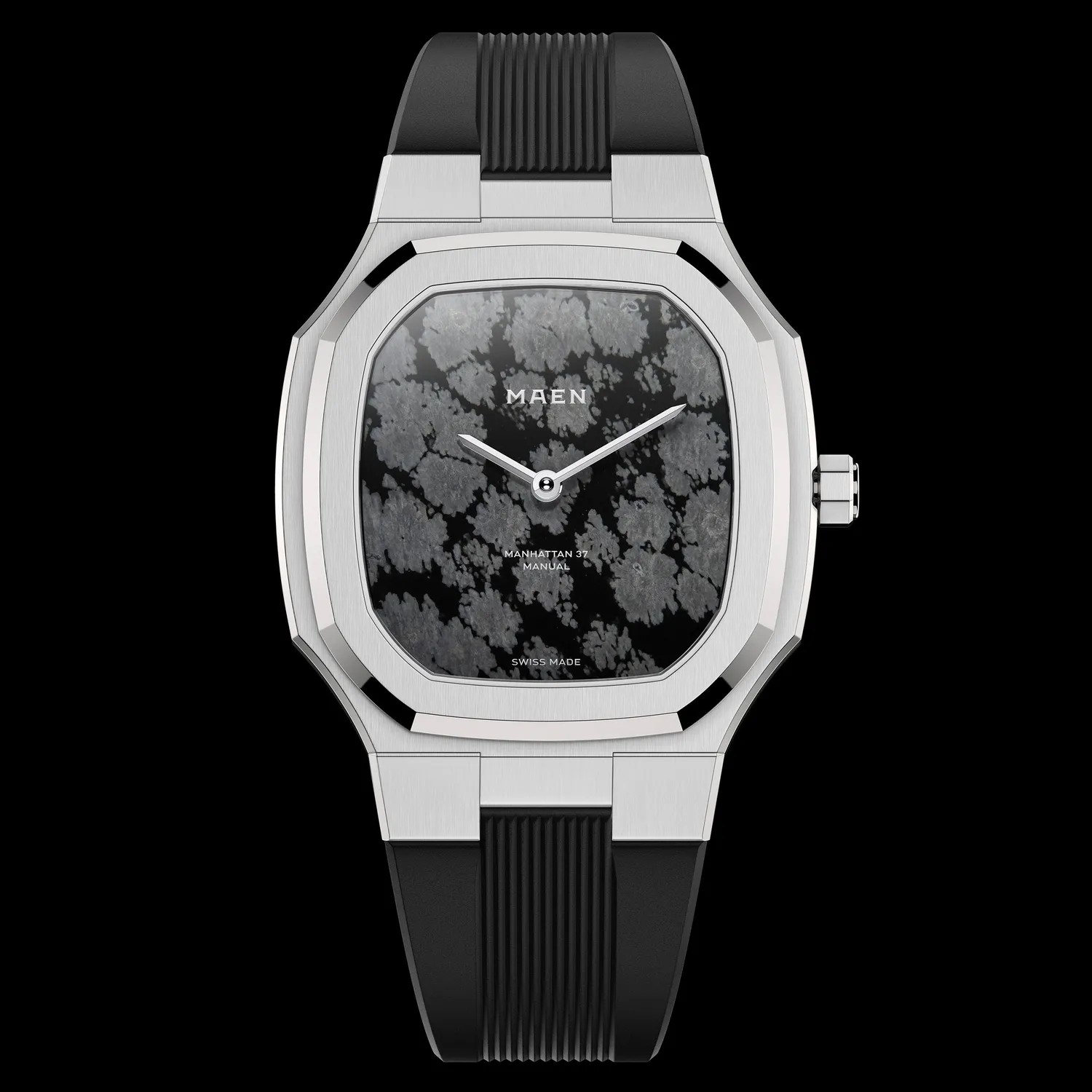 Maen Manhattan 37 M2 Snowflake Obsidian horloge ultradun