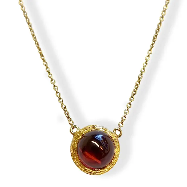 Juwelier Ripassa geel gouden collier met granaat dames