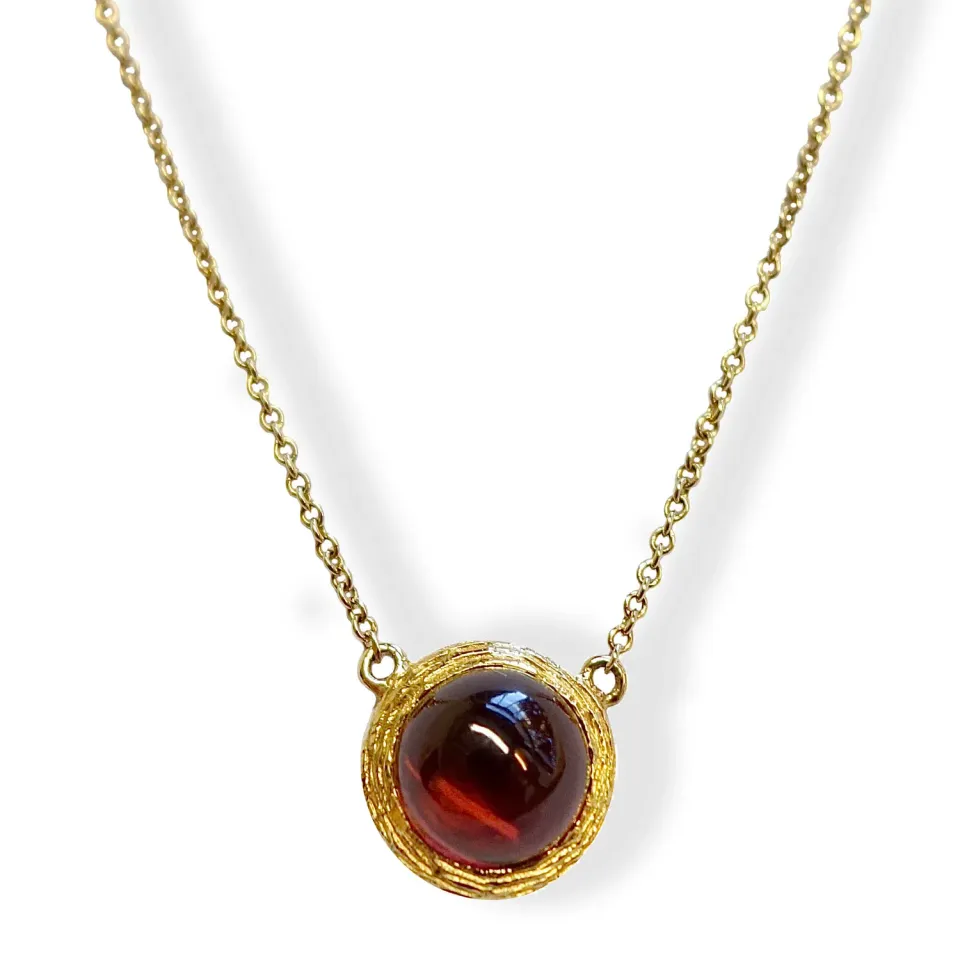 Juwelier Ripassa geel gouden collier met granaat dames