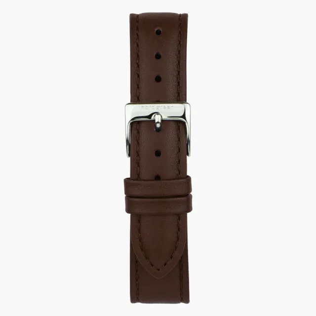 Nordgreen horlogeband donkerbruin leer 32mm zilver