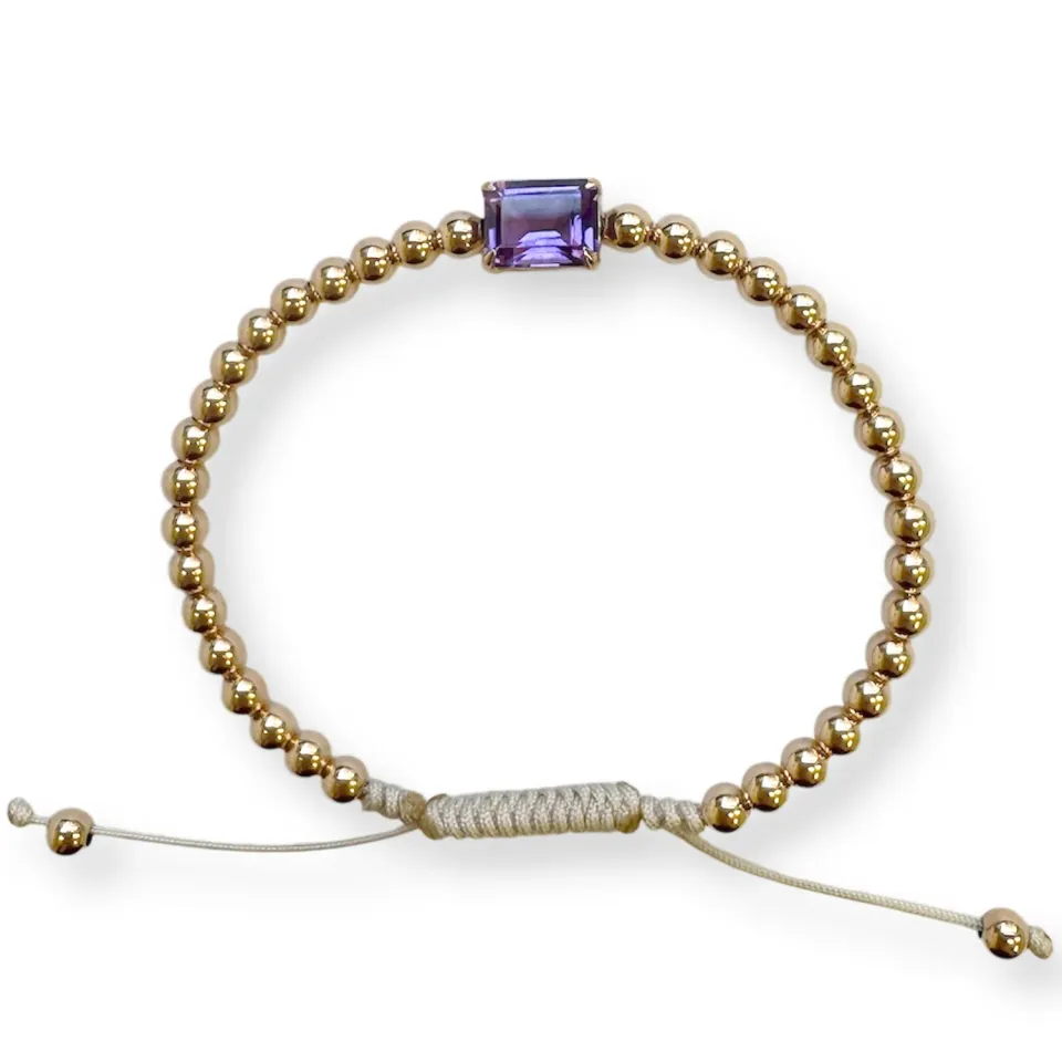 Juwelier Ripassa roségouden bolletjes armband amethist