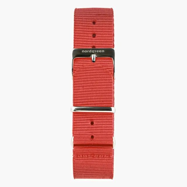 Nordgreen Rood Nylon horlogeband zilver 36mm nylon