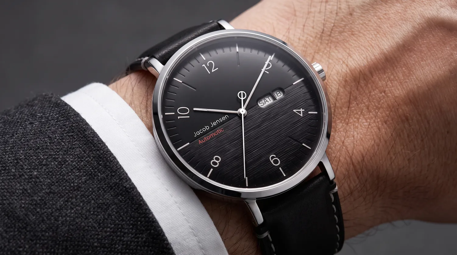 Jacob Jensen Aekvator 2003 horloge zwart leer