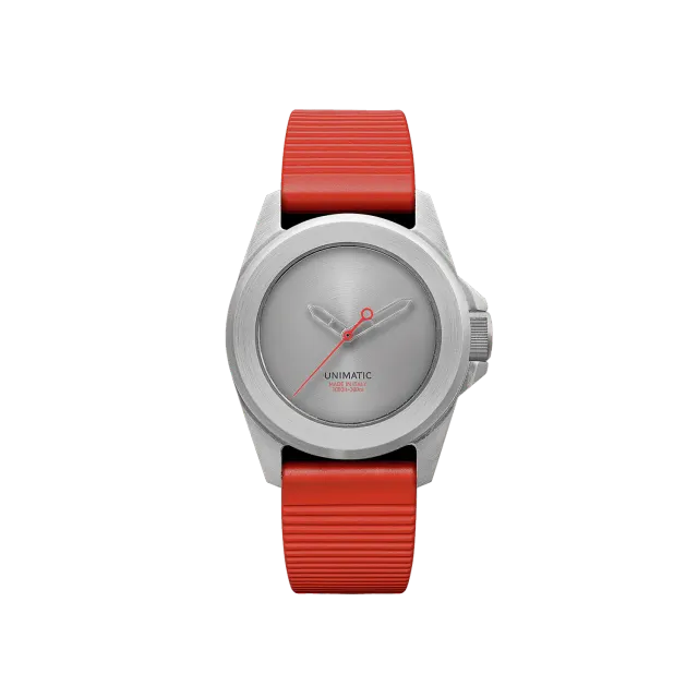 Unimatic Modello Quattro U4S-MEOS horloge staal rood